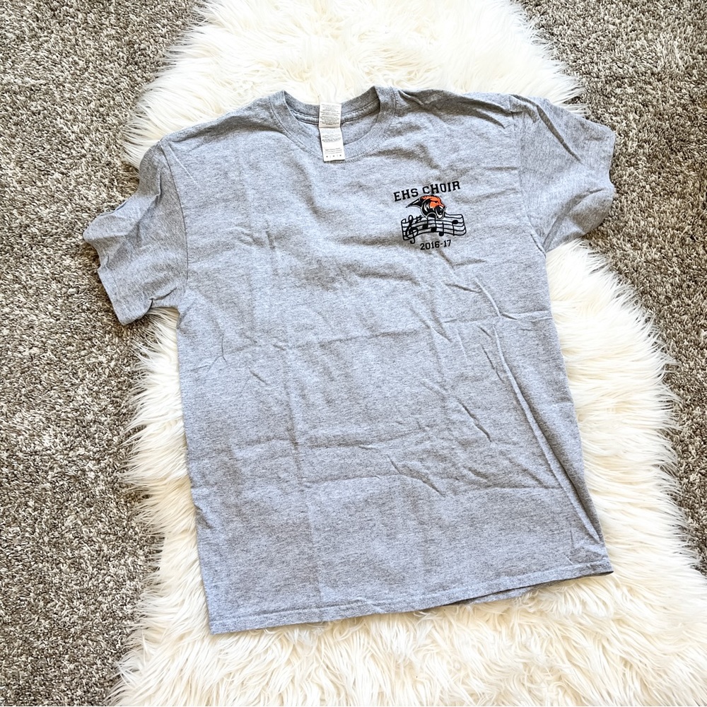 Choir Tiger Graphic T-Shirt Gray Orange Music Tee Size M